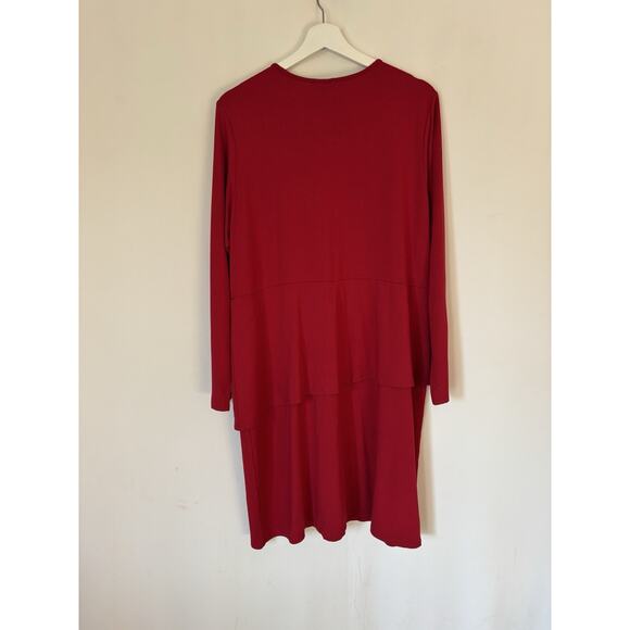 J. Jill Dress Large Womens Red Knee Long Sleeve Stretch Fall Winter Christmas - Picture 2 of 11